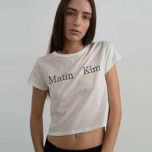 【新品 未使用】マーティンキム Tシャツ レディース ホワイト クロップ丈 韓国 ブランド MARTIN KIM ブラックピンク