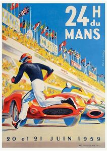 ポスター★1959年 ル・マン24時間レース ★24 Heures du Mans/ユノディエール/ポルシェ/フェラーリvsフォード