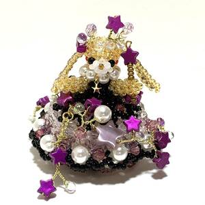 星姫　パープル　うさぎちゃん　ビーズドール　ビーズ細工　handmade beaded dollハンドメイド　rabbit dress bead