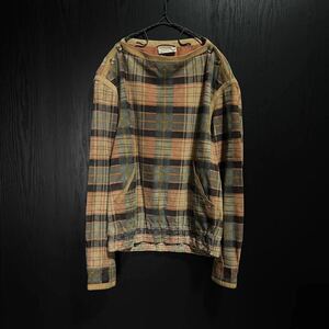 1980s Valentino Uomo Leather Pullover ヴァレンティノ チェック スエード レザー 本革 プルオーバー シャツ ジャケット ヴィンテージ 90s