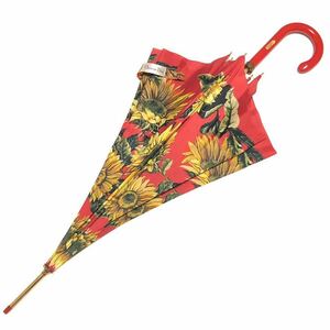 【ディオール】本物 Christian Dior 傘 ひまわり 花柄 全長88cm 雨傘 アンブレラ 雨具 長傘 メンズ レディース