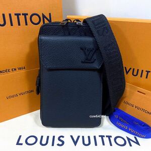 国内正規品 極美品 21SS～ LOUIS VUITTON ルイヴィトン LVアエログラム フォンポーチ メッセンジャー ショルダーバッグ 黒 BOX・保存袋