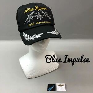 T■未使用■② Blue Impulse×COOLMAX ブルーインパルス 60周年記念 キャップ 帽子 ブラック 黒 フリーサイズ ピンバッチ付き 航空自衛隊 
