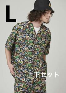 Lサイズ【新品】ドラゴンボール　ビッグシルエットシャツ＆ショートパンツ　セット　Tシャツ　カットソー　graniph　鳥山明　総柄　