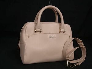 1円 FURLA フルラ マーガレット レザー 2WAY ハンドバッグ トート ショルダー 肩掛け レディース ライトベージュ系 FA5233