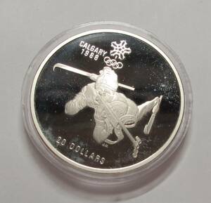  1986年 カナダ カルガリーオリンピック 20ドル記念コイン　エリザベス2世　34g銀貨