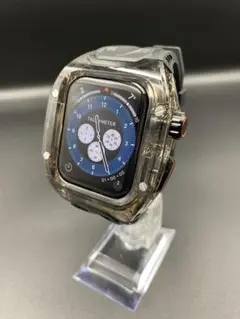 Apple Watch クリア バンド ラバー44 45 ブラック G56-d