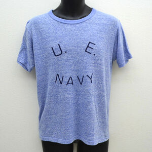 ★ ユニフォームエクスペリメント 半袖Tシャツ U.E.NAVYプリント 霜降り ブルー サイズ1 UE-112080 中古 古着 (0220345811)