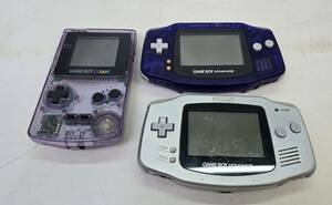 【1436】1円~ Nintendo GAME BOY COLOR GAME BOY ADVANCE AGB-001 3点セット 未動確 ジャンク品