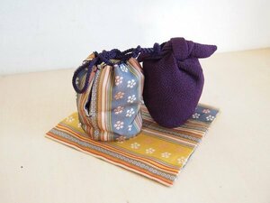薩摩間道 仕覆 古帛紗セット　茶道具　和巾点前用　中次仕服　生絹　織物　G56