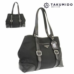 プラダ PRADA トートバッグ ブラック ナイロン レザー 中古B 275926