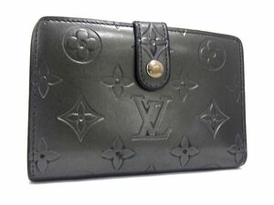 1円 LOUIS VUITTON ルイヴィトン M65152 モノグラムマット ポルトモネビエヴィエノワ がま口 二つ折り 財布 ウォレット ブラック系 AX6389