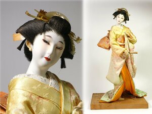 日本人形 米川慶三 美人物 生き人形 舞妓 芸者 花紋 着物 扇子 伝統工芸 郷土玩具 風俗人形 日本人形