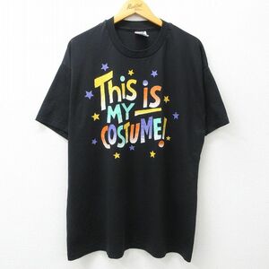 XL/古着 ヘインズ 半袖 ビンテージ Tシャツ メンズ 90s 星 COSTUME 大きいサイズ クルーネック 黒 ブラック 24apr20 中古