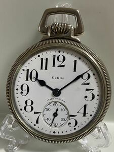 懐中時計　エルジン　 不安定稼働　1927年製　ELGIN NAT’L WATCH Co. USA アンティーク　手巻き スモセコ 白文字盤 