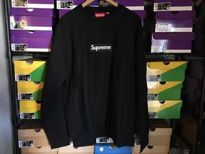 美品 18fw Supreme Box Logo Crewneck black Lシュプリーム ボックスロゴ クルーネック ブラック　黒