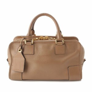 【ロエベ】Loewe　アマソナ28 アナグラム レザー ハンドバッグ ミニボストンバッグ ブラウン 【中古】【正規品保証】204902