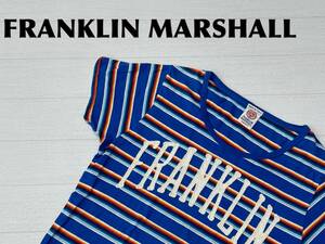 ☆送料無料☆ FRANKLIN MARSHALL フランクリンマーシャル 古着 イタリア製 半袖 ボーダー Tシャツ メンズ L ブルー トップス 中古 即決