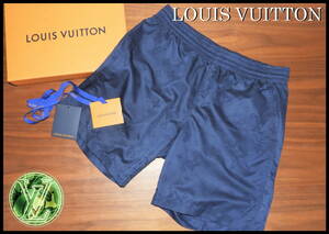 LOUIS VUITTON モノグラム スイムパンツ ルイヴィトン ネイビー 紺色 M 水陸両用 LV メンズ 水着 ハーフパンツ 付属品付き Tシャツ ベルト