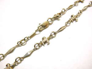 SP◆USED◆洗浄済SILVER925 短め 36cm 百合の紋章 フレア ヴィンテージチェーンネックレス 925