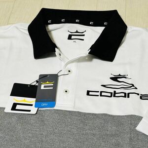 新品★コブラ ゴルフ COBRA GOLF 左胸ビッグロゴ 吸汗速乾 半袖ポロシャツ★ブラック★サイズXL★送料185円