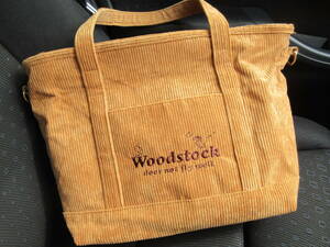 ☆スヌーピー 2way トートバック イエロー 黄色 ショルダー バッグ Woodstock 約29cm スウェット ファスナー ベルト☆★新品未使用 タグ付