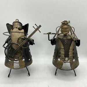 【ブリキ人形】アンティーク置物 楽器演奏 フルート&ギター インテリア/ビンテージ/オブジェ