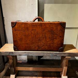 vintage ヴィンテージ Leather Trunk Case トランク レザー 皮革 モダン ミッドセンチュリー 70s 80s アンティーク インテリア 店舗什器