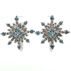 ◆K18 天然ブルーダイヤモンド/天然ダイヤモンドイヤリング◆M 約3.1g diamond earring ジュエリー jewelry EC1/EC1