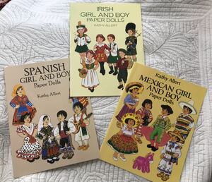 ペーパードールの洋書3冊セット「アイルランドの女の子と男の子／スペイン／メキシコ」ペーパークラフト　紙人形　民族衣装 Paper Dolls