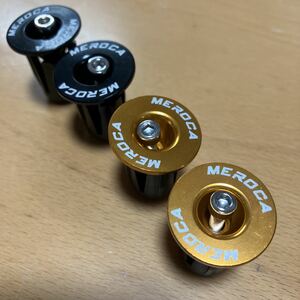 【2ペアセット ブラック ゴールド】 22.2mm ハンドル向け グリップエンド バーエンドキャップ MEROCA