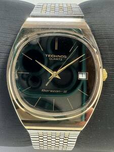 Ｌ469　稀少・レア　腕時計　TECHNOS/テクノス　Borazon-Ⅲ/ボラゾン　1104040 デイト　クォーツ　3針　ブラック　黒文字盤