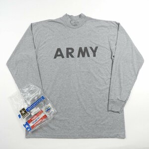 10年製 未使用 米軍 ARMY トレーニング モックネック 長袖Tシャツ グレー size L #17901 ミリタリー アメリカ軍 ロンT ハイネック 実物