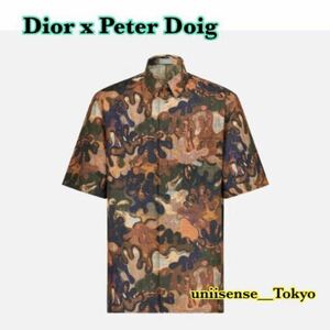 【1円スタート】新品 21AW Dior x Peter Doig ディオール ピーター・ドイグ マルチカラーシャツ 半袖 迷彩 アロハシャツ シルク混 サイズ40