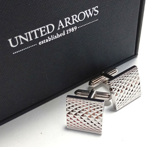 【uac523】UNITED ARROWS ユナイテッドアローズ カフス カフリンクス Dスクエア ダイヤモンドカット シルバー ビッグサイズ
