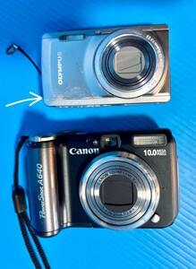 F729 ★Canon Power Shot A640 PC1200/OLYMPUS MODEL No.μ-7040 デジタルカメラ2点セット 部品取り ジャンク品