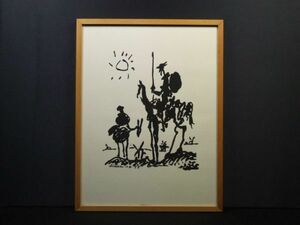 【真作】パブロ・ピカソ　版上サイン『ドン・キホーテ』リト摺りアートポスター 161210419A
