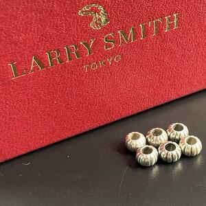 4 極美品【ラリースミス】LARRY SMITH SHELL BEAD シェルビーズ 6個 silver シルバー カスタムパーツ ナバホ フェザー チェーン メタル
