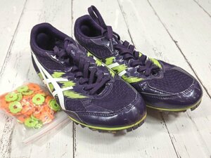 【9yt009】陸上競技用スパイクシューズ asics アシックス 1091A014 エフォート EFFORT MK パープル×グリーン サイズ：23.5㎝◆y98