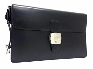 1円 ■美品■ dunhill ダンヒル LW9000A レザー クラッチバッグ セカンドバッグ メンズ ブラック系 FA6384