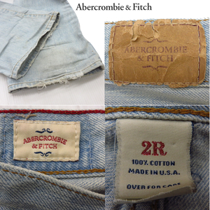 3●●アバクロ Abercrombie & Fitch 2R ダメージ加工デニム ウエスト80 w79 w80 w81 綿100%USA製アメリカ製 ブリーチ ケミカルウォッシュ