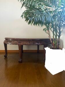 木製 リビングテーブル ローテーブル　雕花テーブル　中国 唐木テーブル