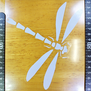 とんぼ ステッカー 16×14.5 (cm)【White】 DFly04W　　 　[トンボ 蜻蛉 野生 陸生 昆虫 自然 山 アウトドア]