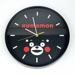 くまモン Kumamon 壁掛け時計 ブラック ウォールクロック