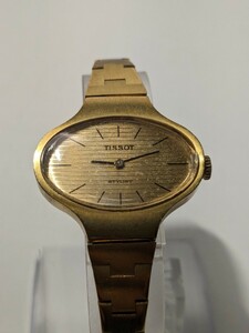 【F473】【稼働品】 TISSOT ティソ 手巻き 腕時計 ゴールドカラー 2針 アンティーク ヴィンテージ レディース