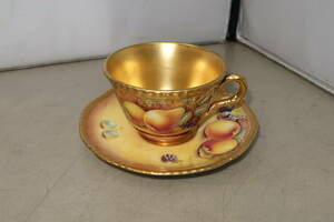 ■□Royal Worcester ロイヤルウースター 金彩 フルーツ カップ＆ソーサー□■