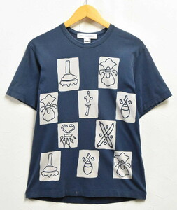 トルコ製 COMME des GARCONS SHIRT コム・デ・ギャルソン シャツ 半袖Tシャツ ネイビー系 メンズS(31129