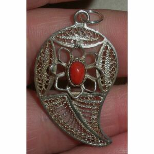 超希少!VTG NAVAJO 1960’s CORAL FILIGREE SILVER CHARM PENDANT USA ZUNI HOPIナバホビンテージコーラルフィリグリーシルバーペンダント