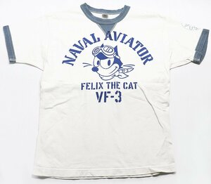 TOYS McCOY (トイズマッコイ) FELIX THE CAT クルーネック リンガーTシャツ “NAVAL AVIATOR” オフホワイト size S / フィリックス