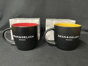 DEAN&DELUCA ディーン&デルーカ 箱入り マグカップ 2点セット ブラック×レッド ブラック×イエロー ペア 未使用品 K-0423-07 